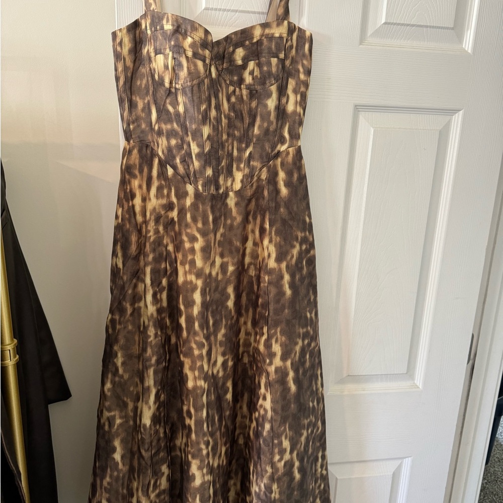 Corset leopard midi dress